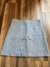J. Crew Short A-line Skirt Herringbone Cotton Linen Blend Preppy Blue US 10