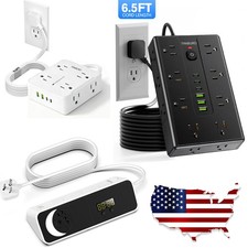 Wall Mountable USB Surge Protector Power Strip 4/6USB Ports 3/8/16 Outlet Plug
