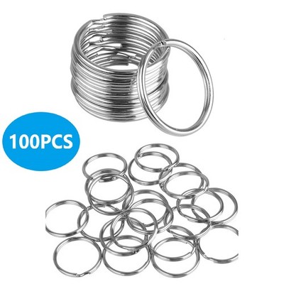 100pcs 25mm Iron Metal Flat Key Ring Split Ring Keychain Split Keychain Crafts