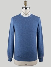 Isaia Light Blue Cashmere Sweater Crewneck IMX65 Man