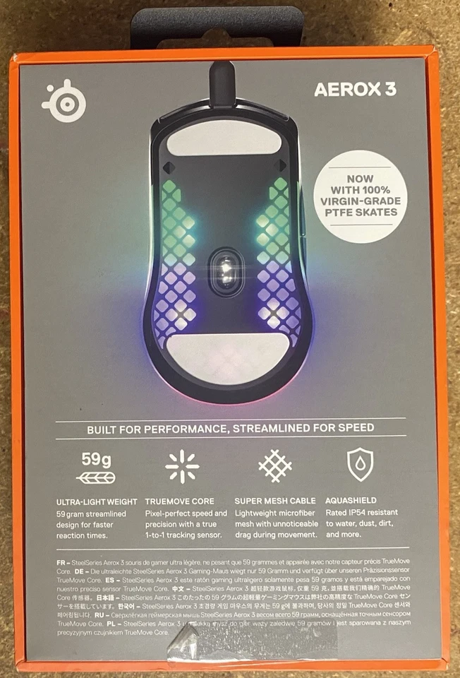 Steelseries Aerox 3 Ultra Lightweight Gaming Mouse - Onyx Black Wired New - Image 2 of 4