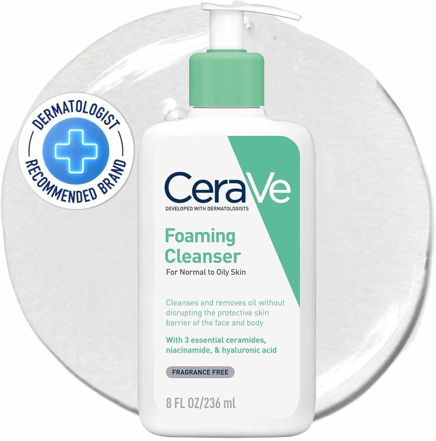 CeraVe Foaming Cleanser for Normal to Oily Skin with Niacinamide and 3 Essentia
