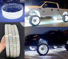 Brightest 17.5" Quad Row Cold White Wheel Rings Lights x4PCS For Truck Bluetooth