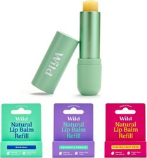 Wild Natural Refillable Lip Balm Starter Kit - Includes Sage Green Aluminium Ca