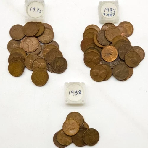 Wheat Penny Lot (67 Coins) – 1938 P, 1937 P/D/S, 1935 P - VF/F Circulated