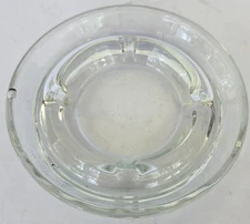 Vintage Round Clear Glass Ashtray ~ 4 7/8" Barware Tobacco Mid Century Modern