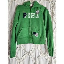 Y2K PINK Victoria's Secret Track Road Trip Patch Zip Up Hoodie Green Sz Small