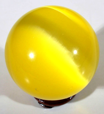 LARGE 1.5'' CANARY YELLOW FIBER OPTIC CONTEMPORARY MARBLE SPHERE W/STAND MINT!