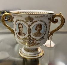 Royal Crown Derby 1937 Coronation Loving Cup King George VI & Queen Elizabeth Po