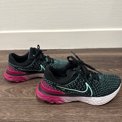 Nike React Infinity Flyknit 3 Black Pink Prime Dynamic Women's Shoes Size 6