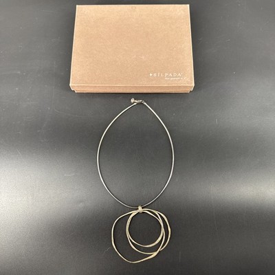 Silpada 16,5'' 925 dünne Omega Schlangenkette N1111 & konzentrischer 3 Kreis Anhänger