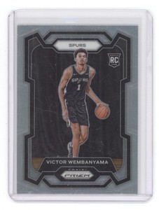 Photo from the eBay listing: VICTOR WEMBANYAMA 2023-24 PANINI PRIZM SILVER ROOKIE (CENTERED) #136 SPURS Q1887