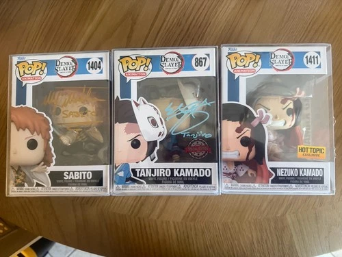 Zach Aguilar Demon Slayer Funko Pop Figure Tanjiro Kamado #867 & 1404 Signed Lot