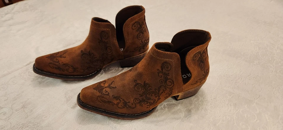 Roper Ava ботинки женщин коричневый искусственной кожи вышитый Western ботинок - Изображение 3 из 4