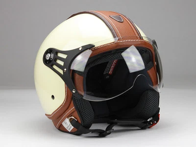 BNO Jethelm, Motorradhelm, Rollerhelm, Beige Glanz, Matt-Schwarz, S-XL, ECE R 22-06