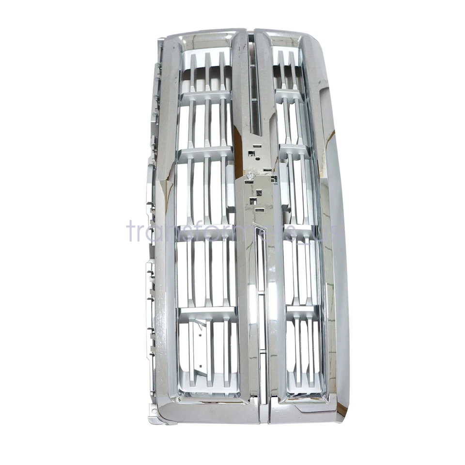 Parrilla delantera cromada con malla plateada para Chevrolet Silverado 1500 2014-15 Foto 2 de 4