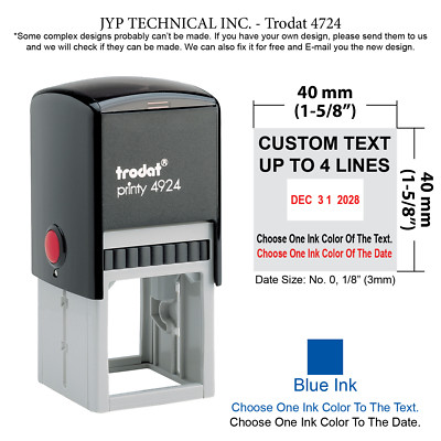Trodat 4724 Rubber Self Inking Stamp With Date,Text Up To 4 Lines,two color