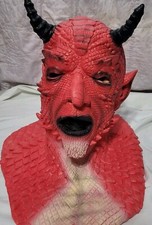 Red Scary Devil Horn Rubber Adult Cosplay Halloween Costume Cosplay Mask