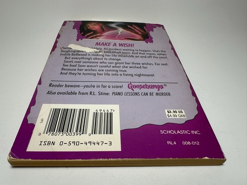 17th Print #12 Be Careful What You Wish For Goosebumps Book R.L. Stine Vintage - Picture 3 of 16