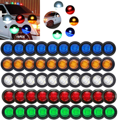 3/4'' 12V Marker Lights LED Truck Trailer Round Side Bullet Light Amber Red Lamps