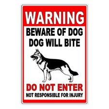 Beware Of Dog Dog Will Bite Do Not Enter Sign / Decal Security Beware Attack