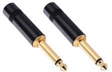 (2 PACK) REAN / NEUTRIK NYS224BG 1/4" Mono Male Cable Mount Plug - BLK & GOLD