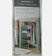 Essential Home Lightweight 4 Shelf Wardrobe Portable Closet For Small Spaces