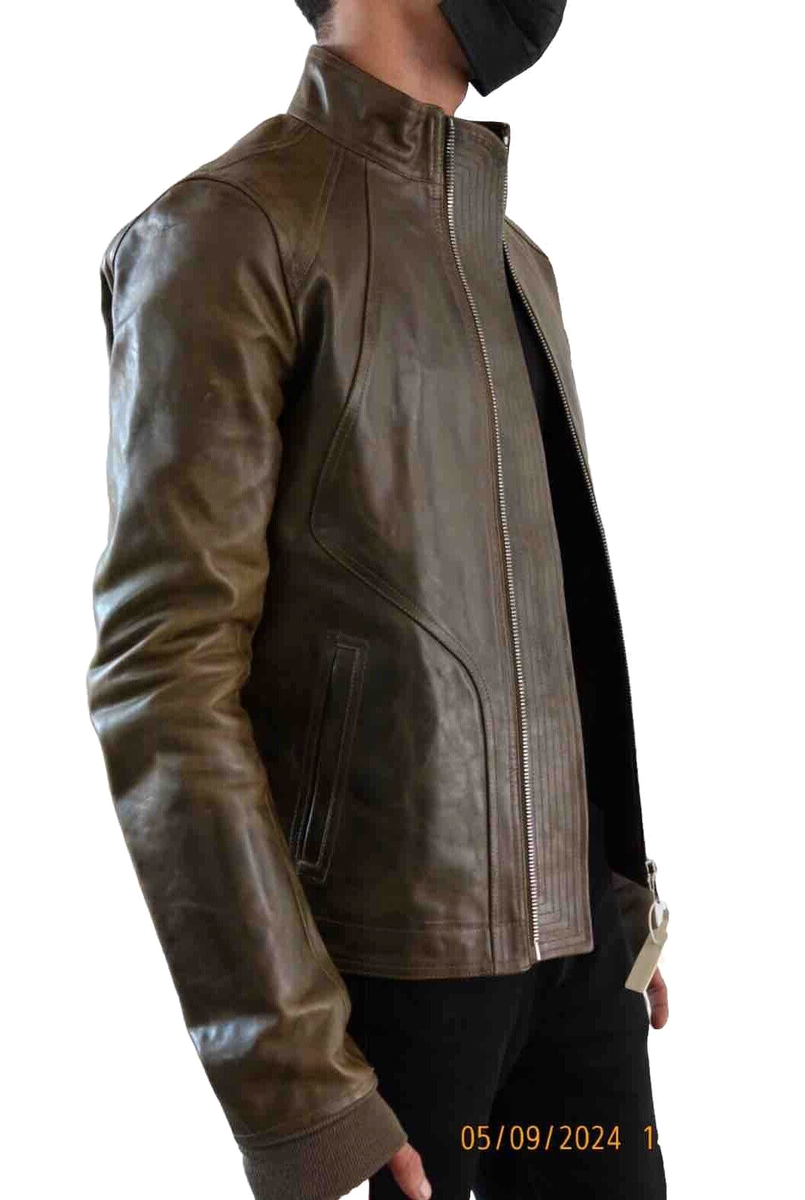 Rick Owens BNWT Intarsia Horse Leather Jacket-RUSTIC GREEN EU48