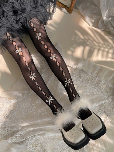 Japanese women Lolita pearl bow hollow 