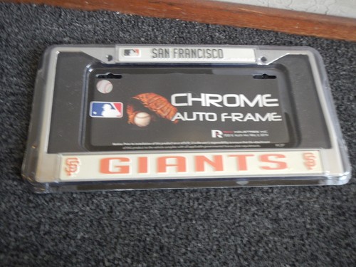 SF GIANTS SILBER CHROM WEISSER HINTERGRUND AUTO LIZENZRAHMEN
