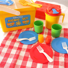 Vintage 1985 Fisher Price Picnic Set - grill plates etc