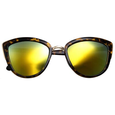 Oversized Cat Eye Tortoise Frame  Sunglasses Womens Flash Color Mirror Lens