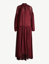 STELLA MCCARTNEY Tiffany High-Neck Silk-Chiffon Gown -Purple UK 10/IT 42 -£1450