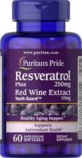 Puritan's Pride Resveratrol 250Mg Plus Red Wine Extract 10Mg, 60 Softgels