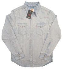 Levi's Shirt Mens Medium Blue Denim Barstow Western Pearl Snap LS Pockets  79