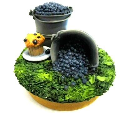 VTG Blueberry Candle Topper Our America Gift 1999 Fits On Jar Candles 3'' Wide
