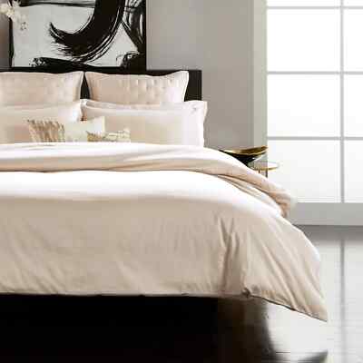 Donna Karan Silk Indulgence FULL/ QUEEN Duvet Cover Shams 3pc SET Ivory NEW!