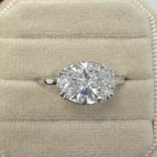 14K White Gold 3.20CT Lab Grown Diamond IGI Certified Oval Engagement Ring