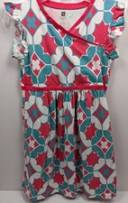 Tea Collection MOROCCO Girls Sz 8 Salima Flutter Wrap Dress Red White Teal GUC