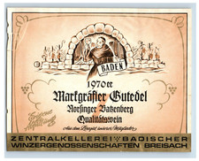 Vintage Martgrafser Gutedel Qualitatswein Paper Wine Label Original S84E