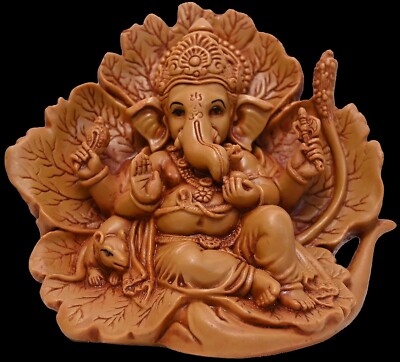 Lord Ganesha Sitting in Flower Decorative Showpiece Statue For Home Temple Decor