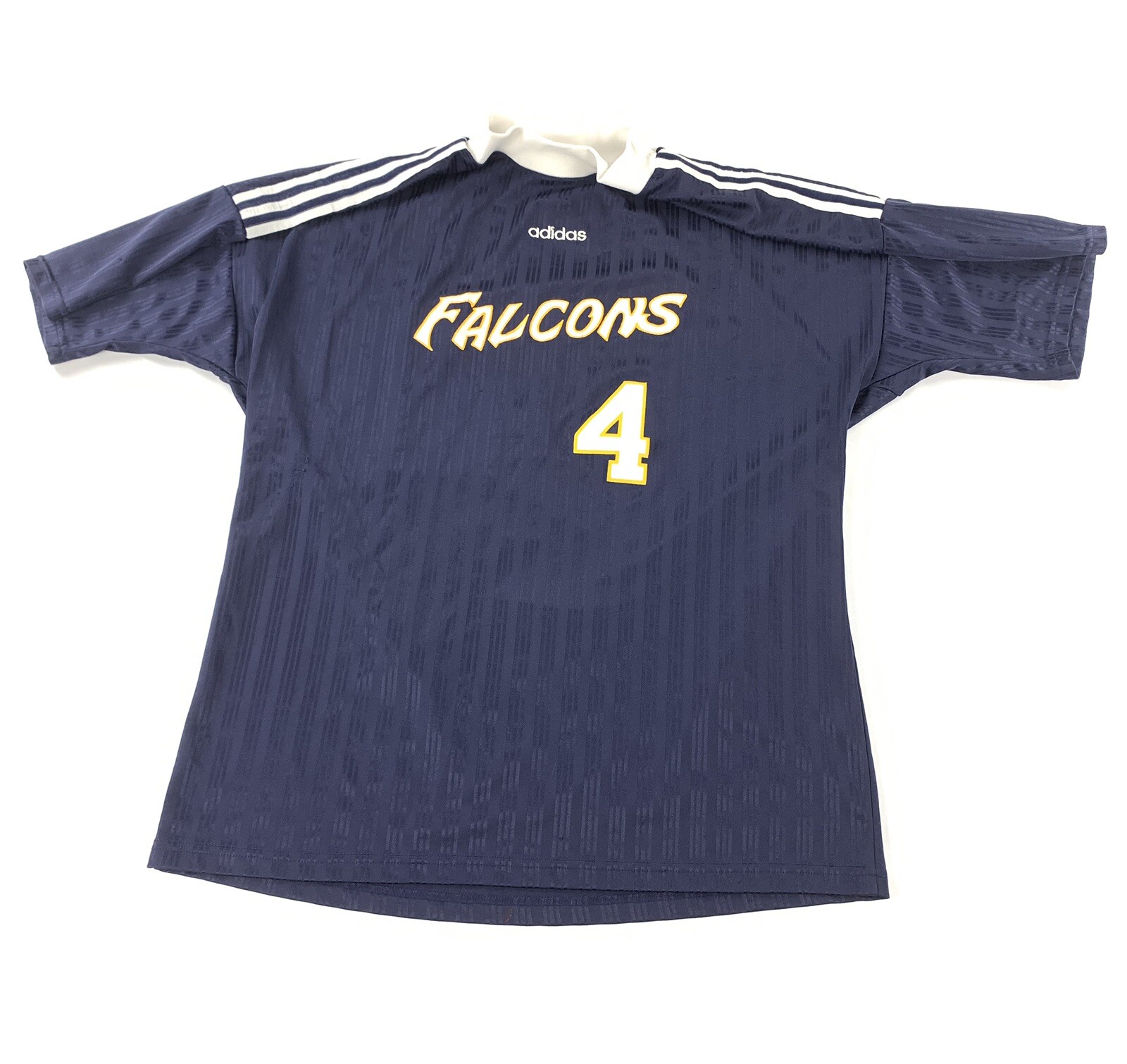 Vintage 90s Adidas Soccer Jersey Men’s Size Medium Made USA Striped Falcons #4