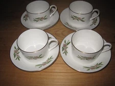 4 Coalport English Bone China Cups and Saucers for Strawbridge & Clothier