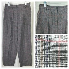 Vintage Bice High Waisted Black  Grey Glen Checked Trousers Size 10