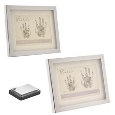Baby Handprint Frame Silver Colour Me & My Sibling Brother Sister 7 x 5"