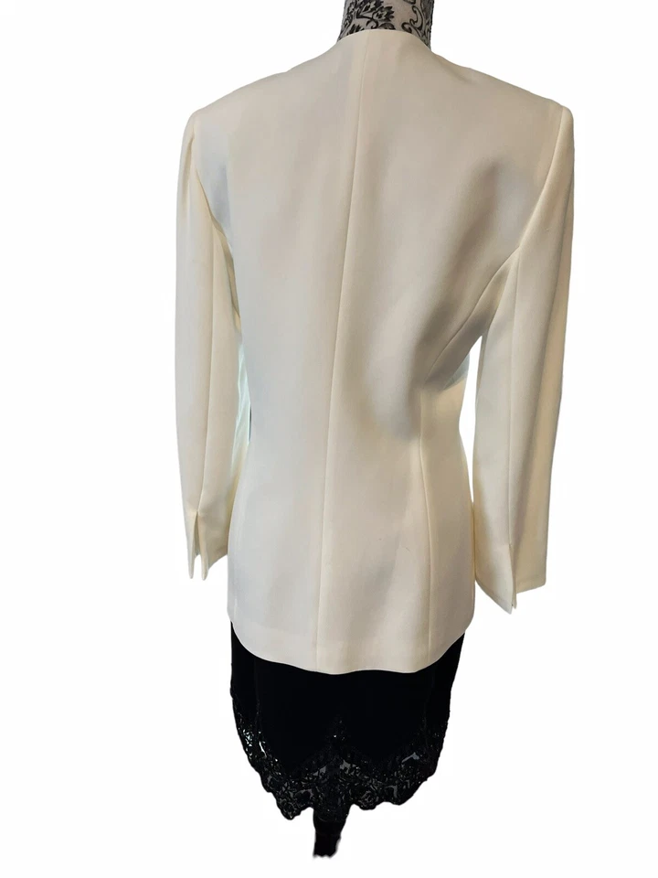 Traje minifalda de noche formal negro/blanco Badgley Mischka para mujer talla 6 Foto 4 de 4