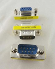 DB9 RS232 9 Pin Male To Female Mini Gender Changer Convertor Adapter Connector