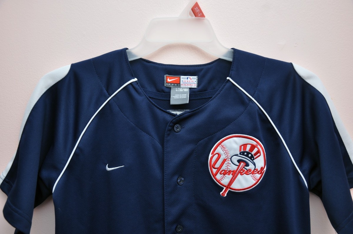 Nike New York Yankees Jersey Young 16-18 L Navy MLB Baseball Mark