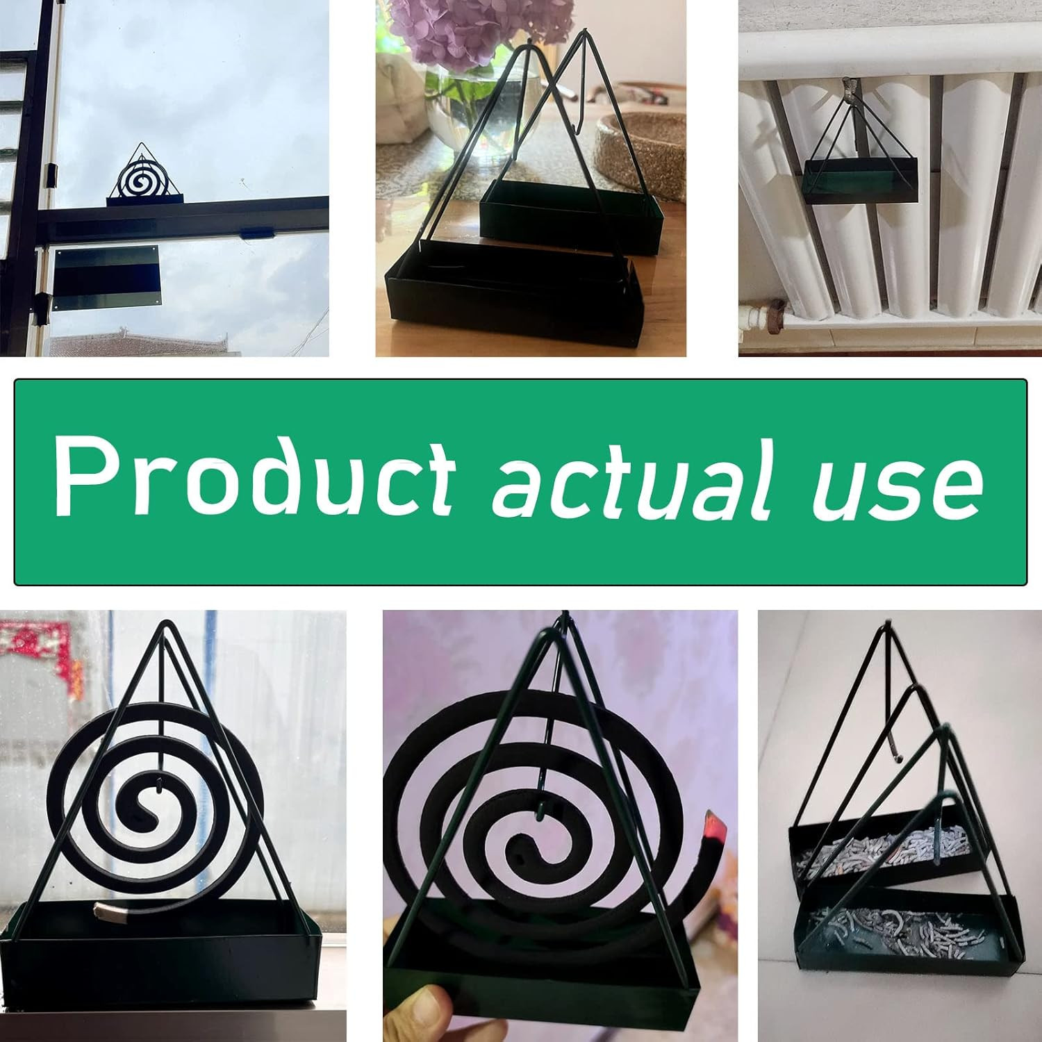 2 Pack Coil Incense Burner Mosquito Coils Holder Full Metal black+green