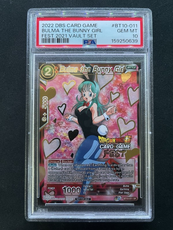 Dragon Ball Super Card Game Bulma The Bunny Girl BT10-011 Fest Stamp PSA 10